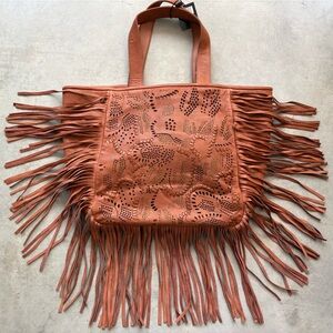 Frye Vivian Fringed Leather Tote Bag